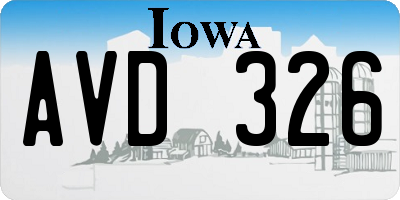 IA license plate AVD326