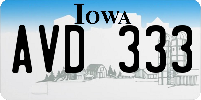IA license plate AVD333