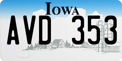 IA license plate AVD353