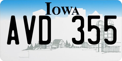 IA license plate AVD355