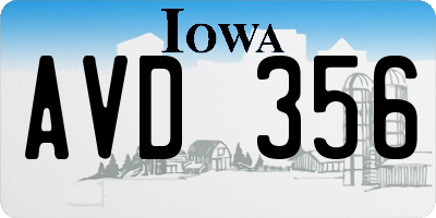 IA license plate AVD356