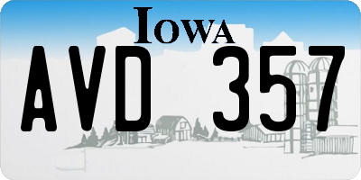 IA license plate AVD357