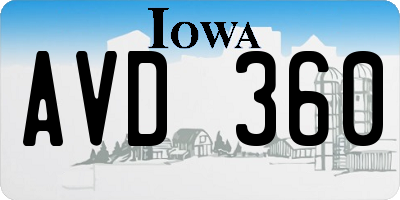IA license plate AVD360