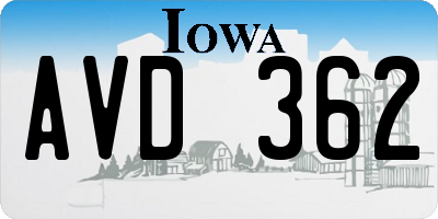 IA license plate AVD362