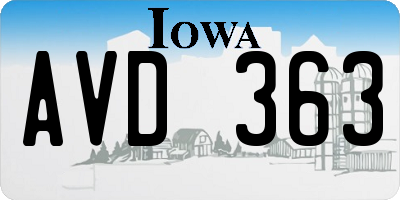 IA license plate AVD363