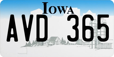 IA license plate AVD365