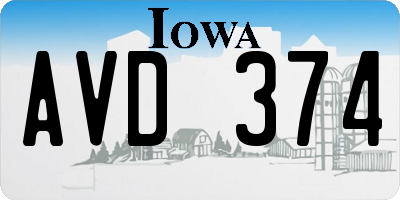 IA license plate AVD374