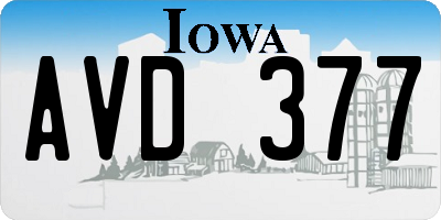 IA license plate AVD377