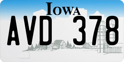 IA license plate AVD378