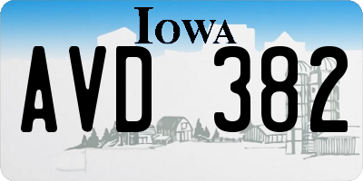 IA license plate AVD382
