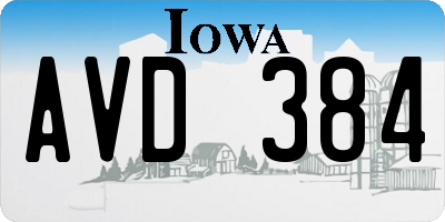 IA license plate AVD384