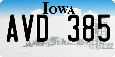 IA license plate AVD385