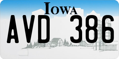 IA license plate AVD386