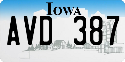IA license plate AVD387
