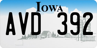 IA license plate AVD392
