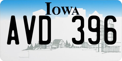 IA license plate AVD396