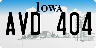 IA license plate AVD404