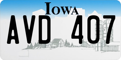 IA license plate AVD407