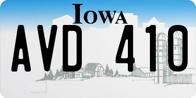 IA license plate AVD410