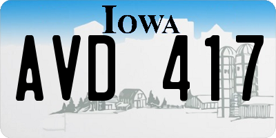 IA license plate AVD417