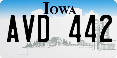 IA license plate AVD442
