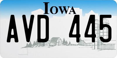 IA license plate AVD445