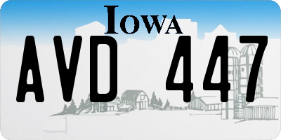 IA license plate AVD447