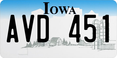 IA license plate AVD451