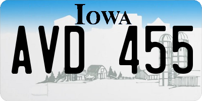 IA license plate AVD455