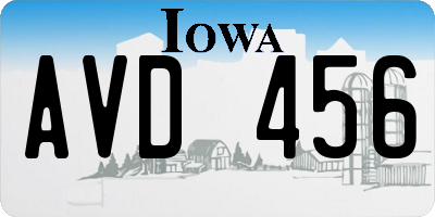 IA license plate AVD456