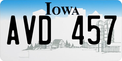 IA license plate AVD457