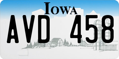 IA license plate AVD458