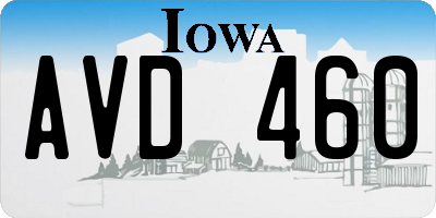 IA license plate AVD460