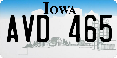 IA license plate AVD465