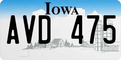 IA license plate AVD475