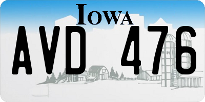 IA license plate AVD476