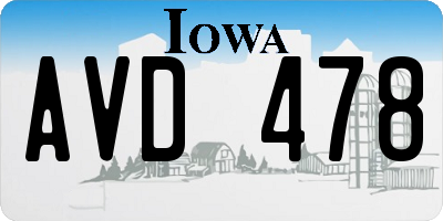 IA license plate AVD478