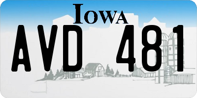 IA license plate AVD481