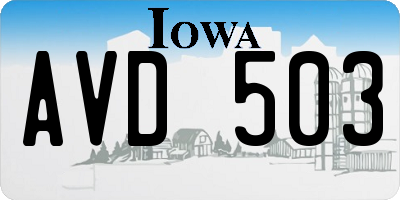 IA license plate AVD503