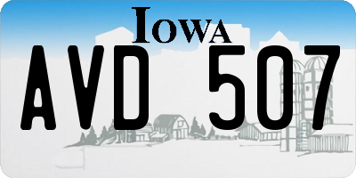 IA license plate AVD507