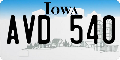 IA license plate AVD540