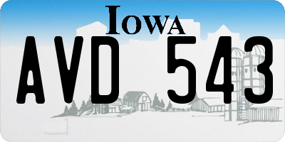 IA license plate AVD543