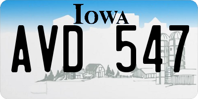IA license plate AVD547