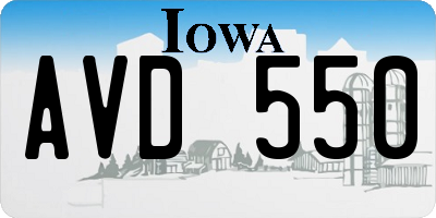 IA license plate AVD550