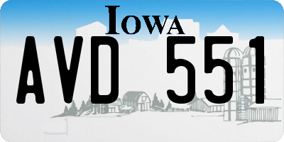 IA license plate AVD551