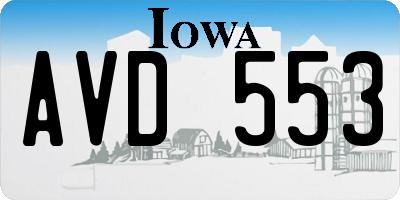 IA license plate AVD553