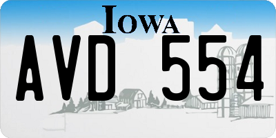 IA license plate AVD554