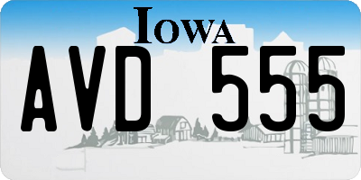 IA license plate AVD555