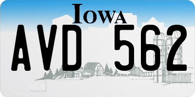 IA license plate AVD562