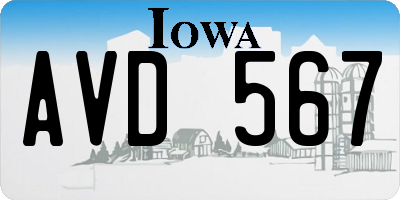 IA license plate AVD567